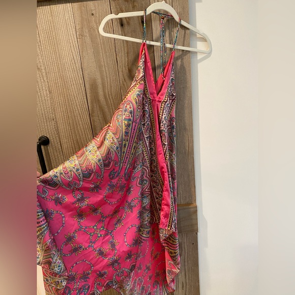 Planet Blue - Hot Pink Multi-Colored Handkerchief Halter Dress, 1 size - Picture 2 of 8